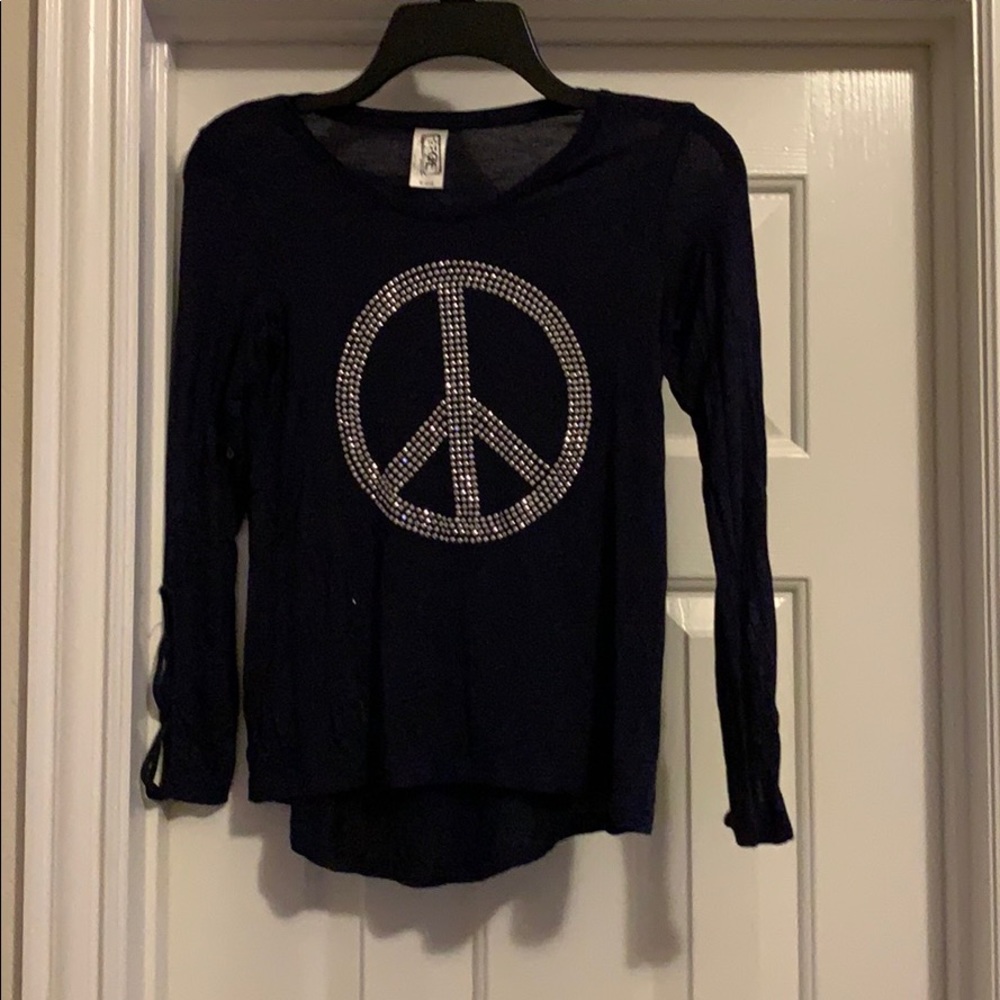 Girl’s ERGE navy printed shirt, Size M (10/12)